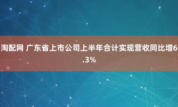 淘配网 广东省上市公司上半年合计实现营收同比增6.3%