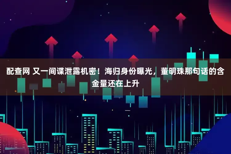 配查网 又一间谍泄露机密！海归身份曝光，董明珠那句话的含金量还在上升